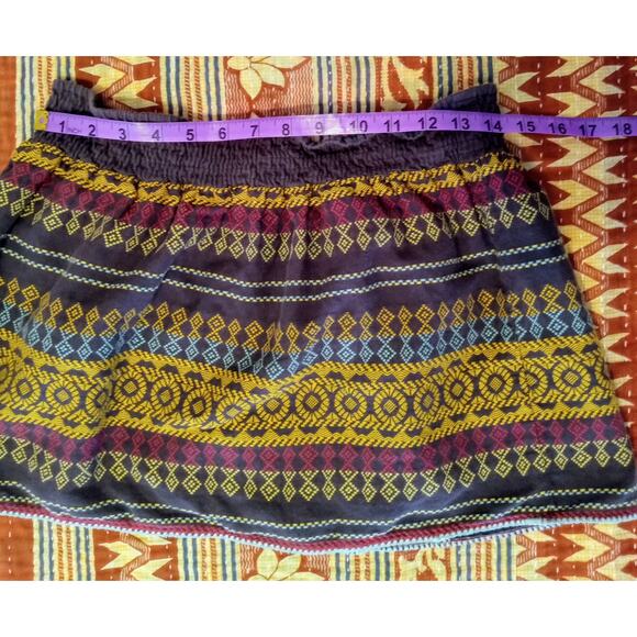 VTG Billabong Junior’s Multi-Color Aztec Print Mini Skirt Elastic Waist SZ M - Picture 5 of 6